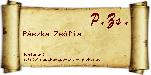 Pászka Zsófia névjegykártya